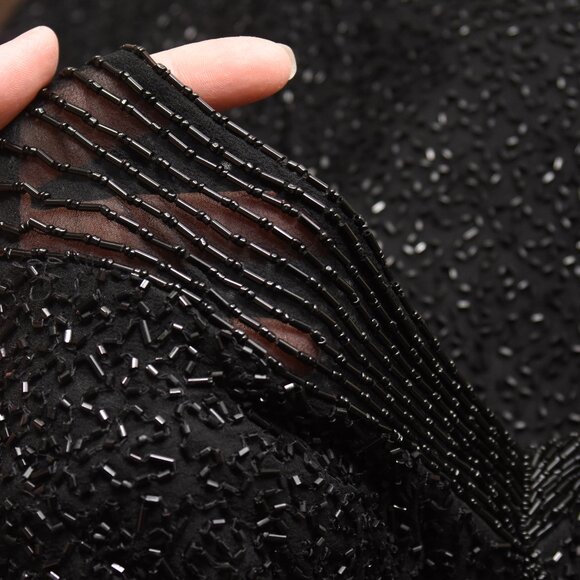 SOLD ON EBAY Scala Black Hand-Beaded Silk Formal Prom Dress Small - Picture 15 of 16